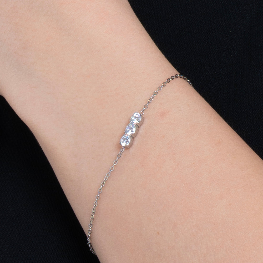 BRACELET FEMME EN ACIER AVEC CRISTAUX BLANCS