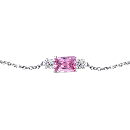 BRACCIALE DONNA IN ACCIAIO CON ZIRCONI ROSA E BIANCHI