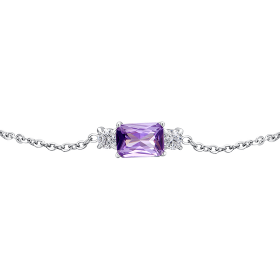 BRACCIALE DONNA IN ACCIAIO CON ZIRCONI VIOLA E BIANCHI