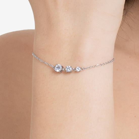 BRACCIALE DONNA IN ACCIAIO CON ZIRCONI BIANCHI