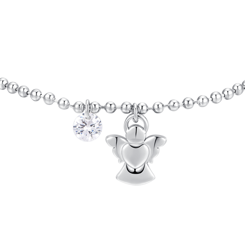 BRACCIALE DONNA IN ACCIAIO CON ANGELO E ZIRCONE BIANCO