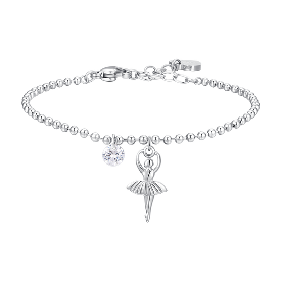 BRACCIALE DONNA IN ACCIAIO CON BALLERINA E ZIRCONE BIANCO