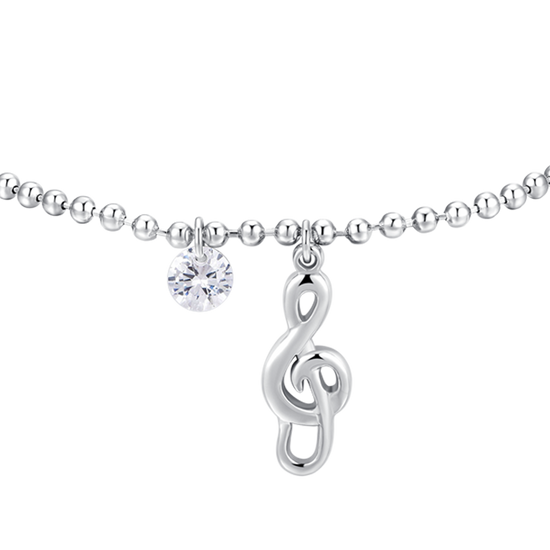 BRACCIALE DONNA IN ACCIAIO CON NOTA MUSICALE E ZIRCONE BIANCO