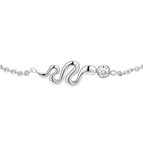 BRACCIALE DONNA IN ACCIAIO CON SERPENTE E CRISTALLO BIANCO