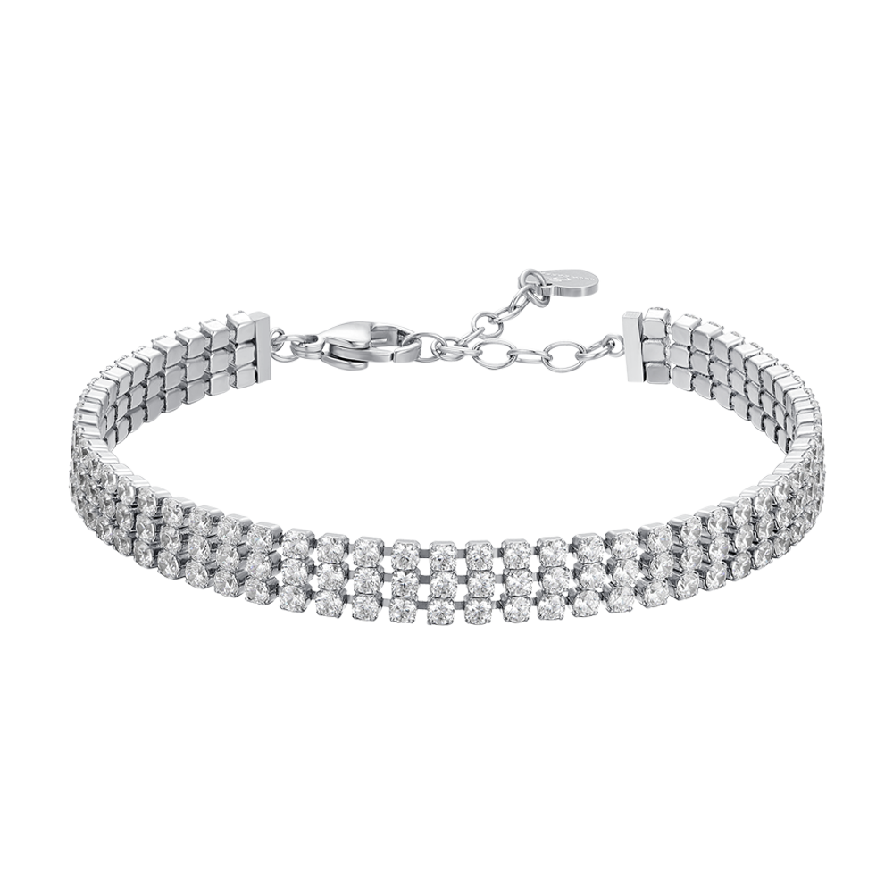 BRACCIALE DONNA TENNIS IN ACCIAIO CON ZIRCONI BIANCHI