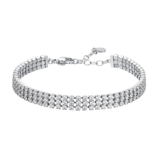BRACCIALE DONNA TENNIS IN ACCIAIO CON ZIRCONI BIANCHI