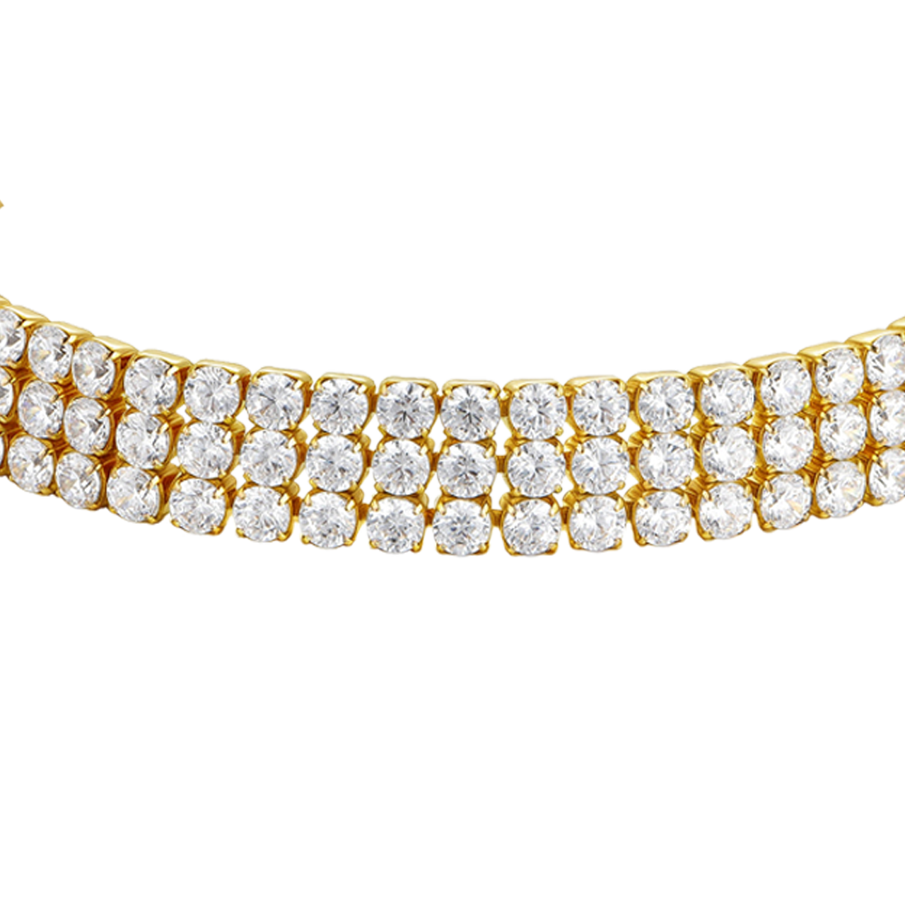 BRACCIALE TENNIS DONNA IN ACCIAIO IP GOLD CON ZIRCONI BIANCHI