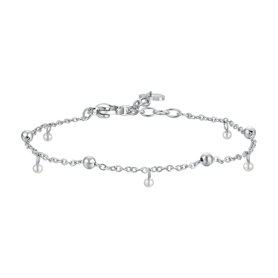 BRACELET FEMME EN ACIER AVEC PERLES BLANCHES