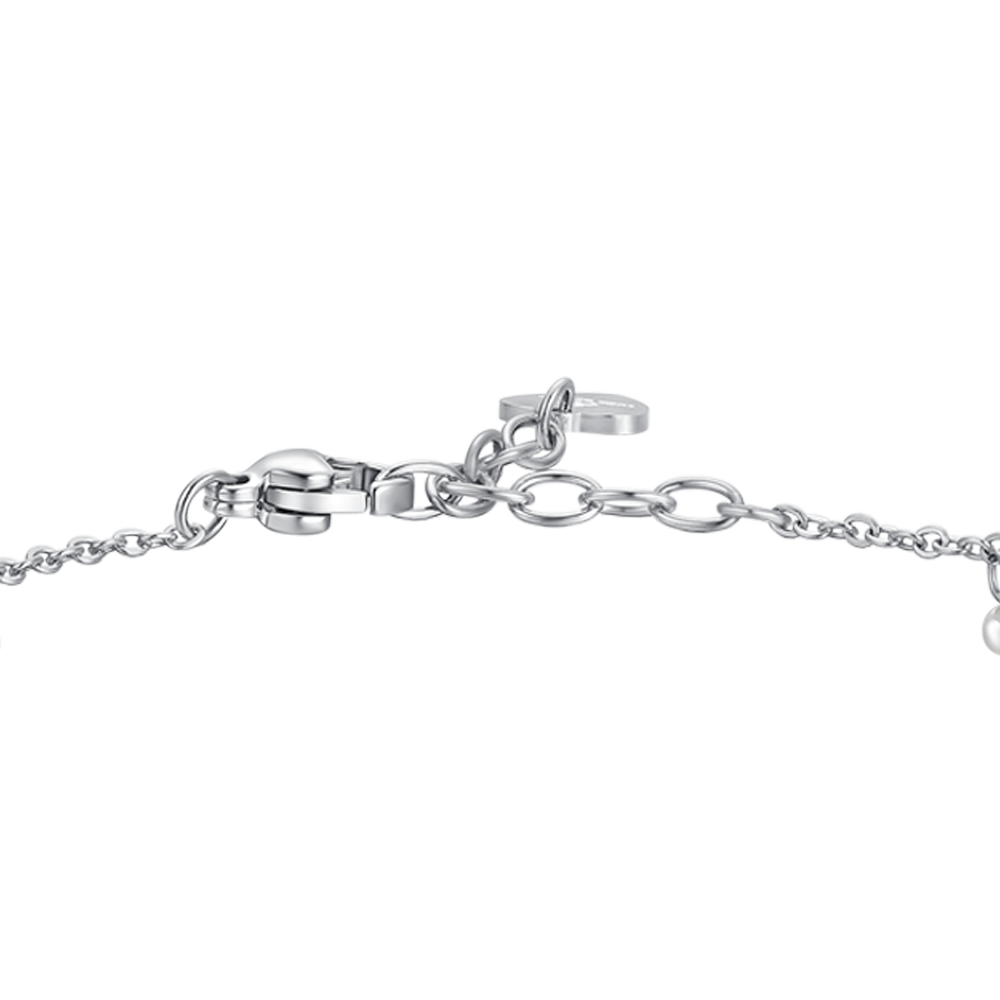BRACELET FEMME EN ACIER AVEC PERLES BLANCHES