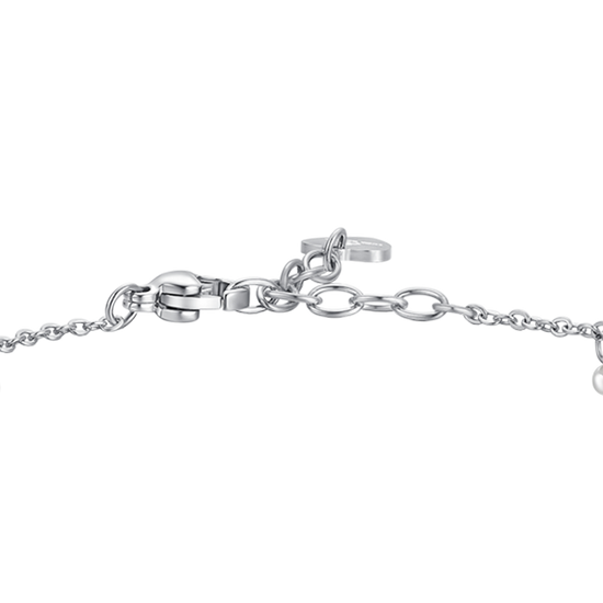 BRACELET FEMME EN ACIER AVEC PERLES BLANCHES