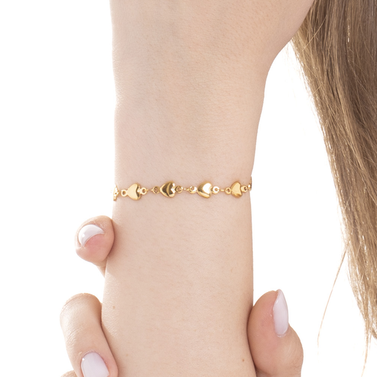 BRACELET FEMME IP EN ACIER DORÉ AVEC CŒURS