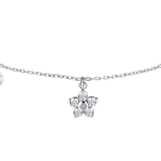 BRACCIALE DONNA IN ACCIAIO CON PENDENTE FIORE E PETALI ZIRCONE BIANCO