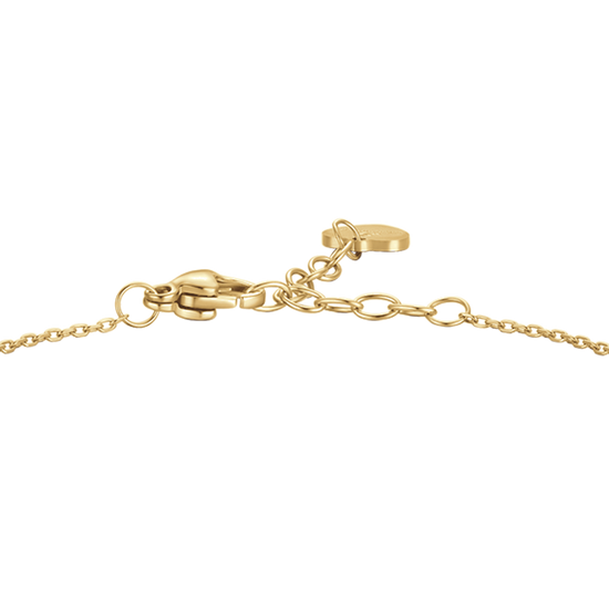 BRACCIALE DONNA IN ACCIAIO COLORE ORO CON PENDENTE FIORE E PETALI ZIRCONE VERDE