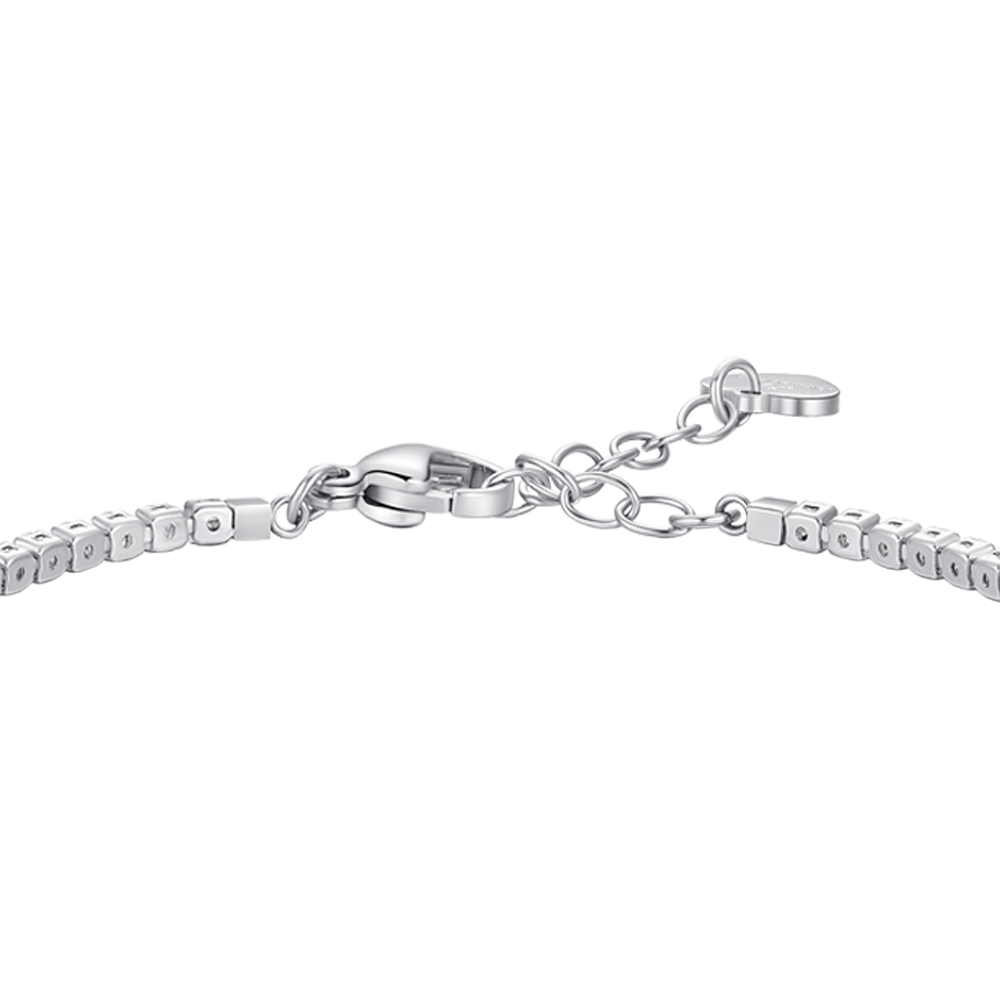 BRACCIALE TENNIS DONNA IN ACCIAIO CON CUORE E PUNTI LUCE DI ZIRCONE BIANCO