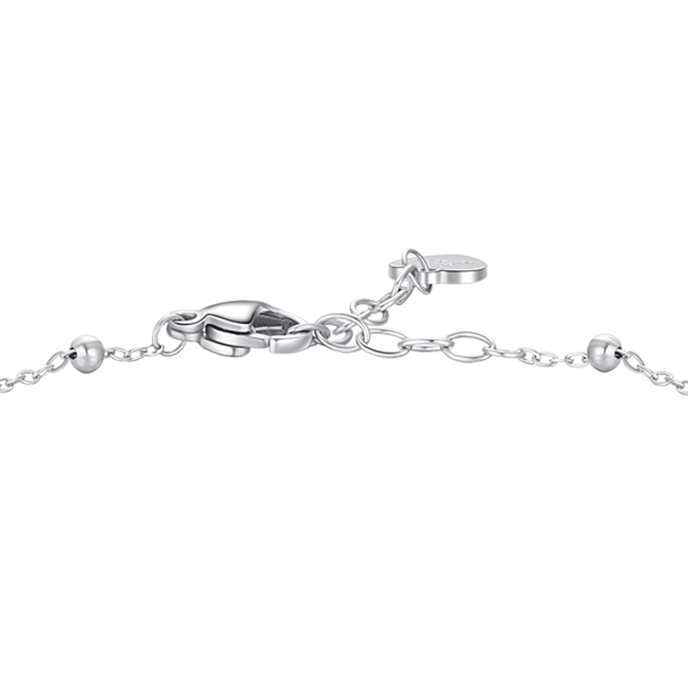 BRACCIALE DONNA IN ACCIAIO CON QUADRIFOGLIO E PUNTI LUCE DI ZIRCONE BIANCO