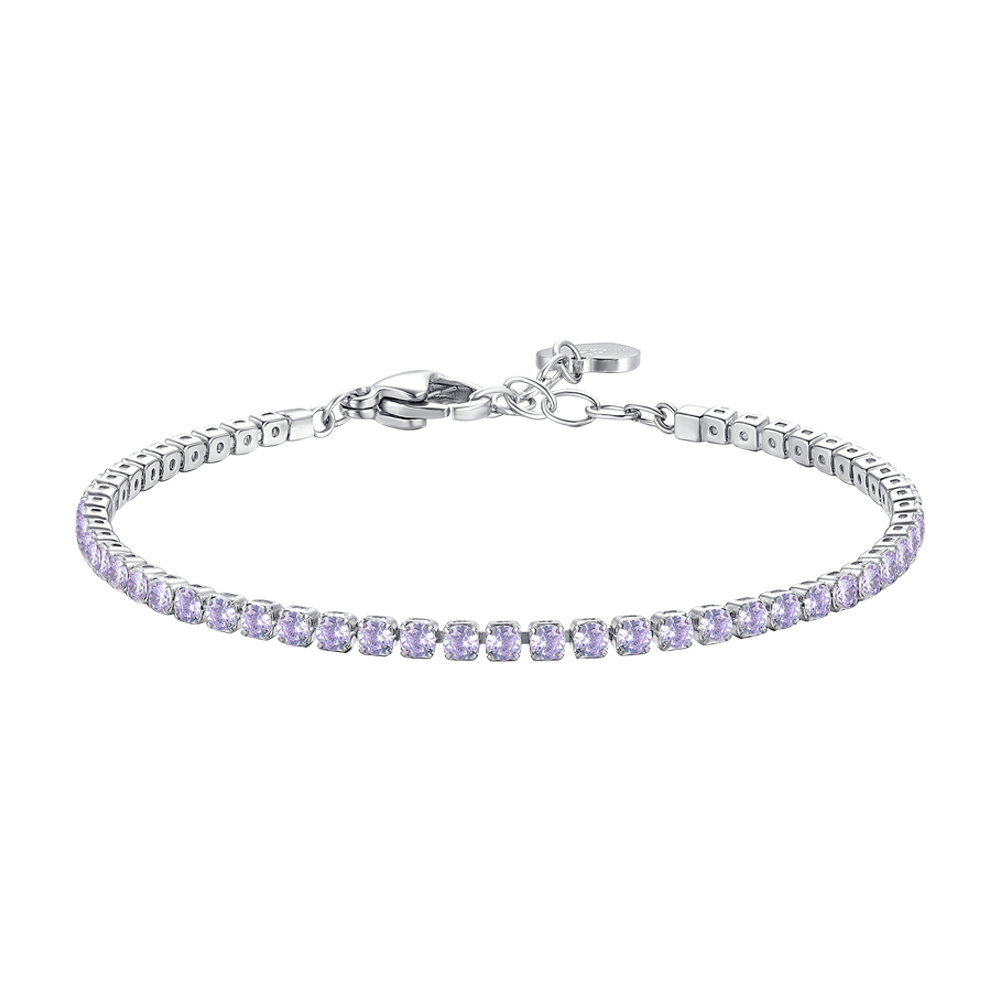 BRACCIALE TENNIS DONNA IN ACCIAIO CON ZIRCONI VIOLA