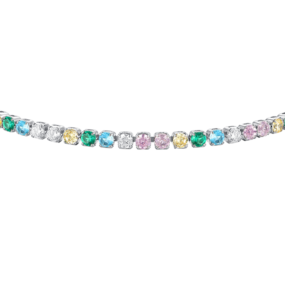 BRACCIALE TENNIS DONNA IN ACCIAIO CON ZIRCONI MULTICOLOR