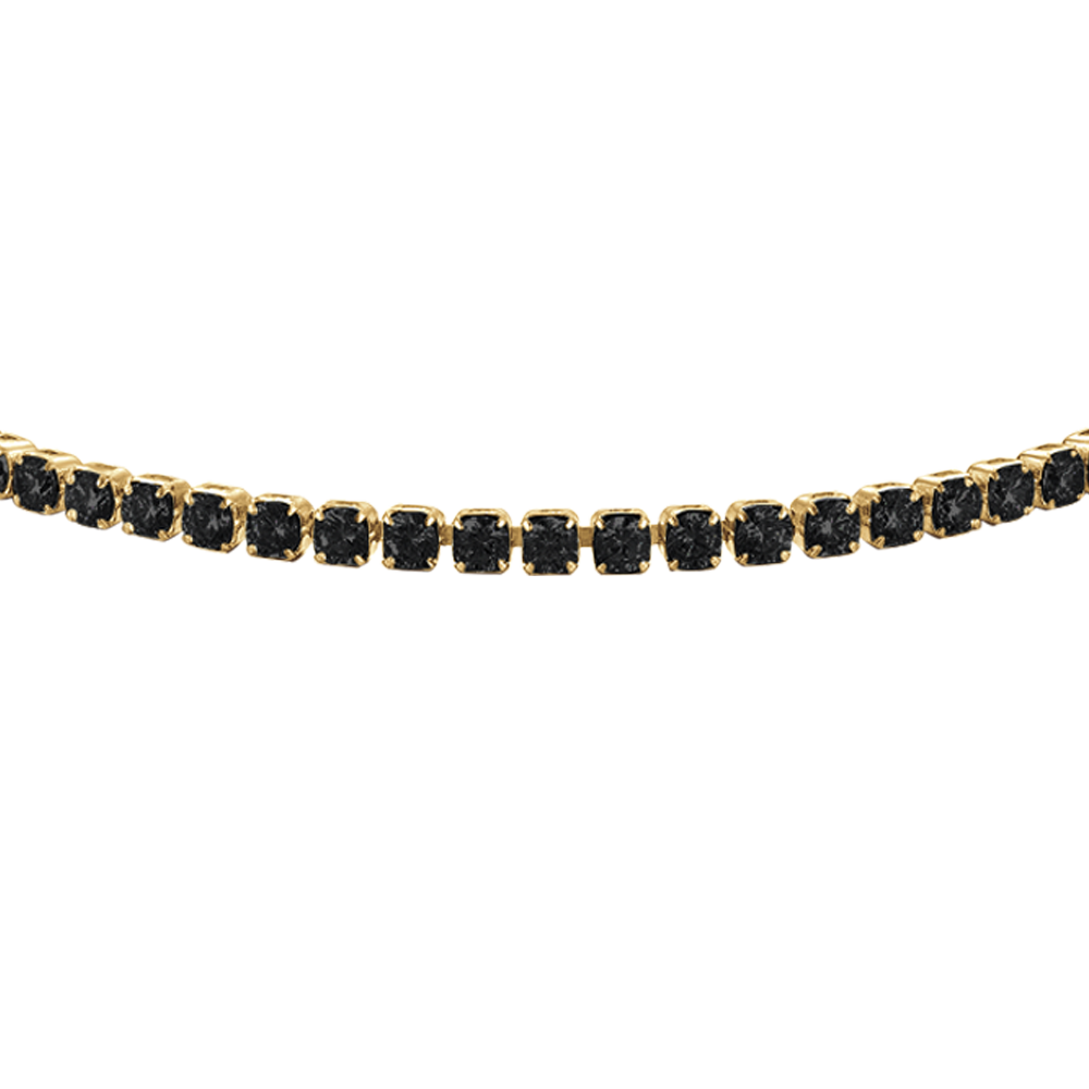 BRACCIALE TENNIS DONNA IN ACCIAIO COLORE ORO CON ZIRCONI NERI
