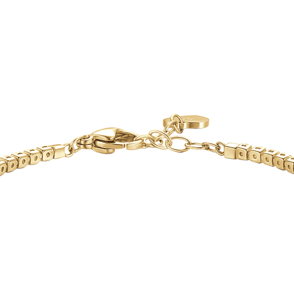 BRACCIALE TENNIS DONNA IN ACCIAIO COLORE ORO CON ZIRCONI NERI