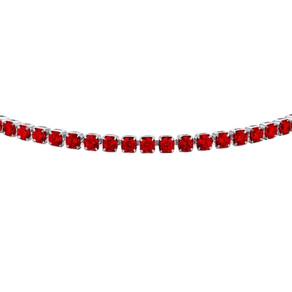 BRACCIALE TENNIS DONNA IN ACCIAIO COLORE ORO CON ZIRCONI ROSSI