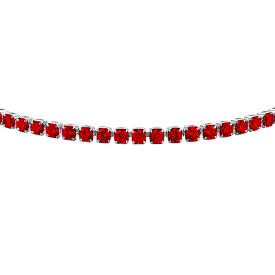 BRACCIALE TENNIS DONNA IN ACCIAIO COLORE ORO CON ZIRCONI ROSSI