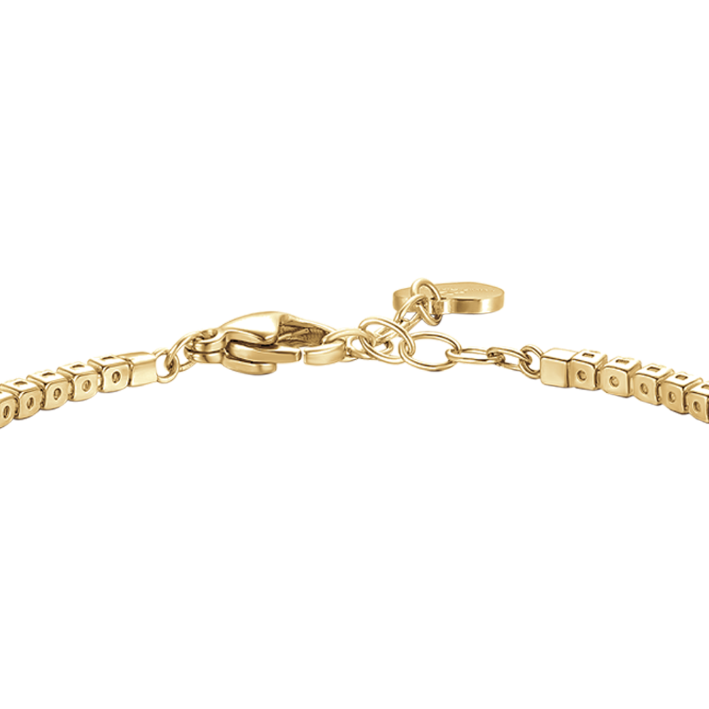 BRACCIALE TENNIS DONNA IN ACCIAIO COLORE ORO CON ZIRCONI ROSSI