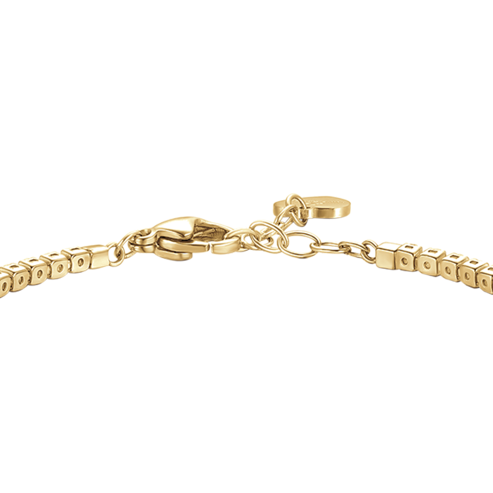 BRACCIALE TENNIS DONNA IN ACCIAIO COLORE ORO CON ZIRCONI ROSA