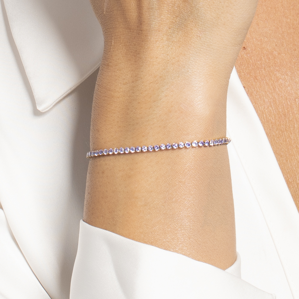 BRACCIALE TENNIS DONNA IN ACCIAIO COLORE ORO CON ZIRCONI VIOLA