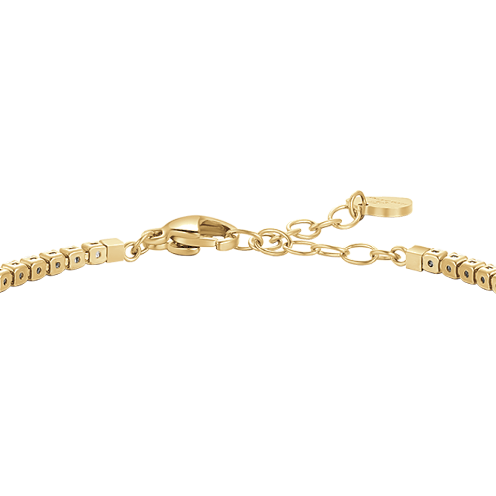 BRACCIALE TENNIS DONNA IN ACCIAIO COLORE ORO CON ZIRCONI BLU