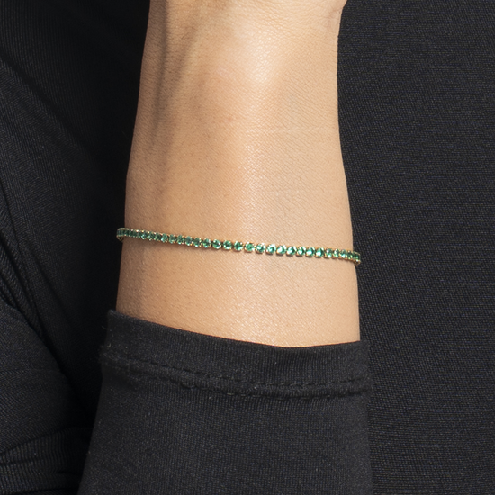 BRACCIALE TENNIS DONNA IN ACCIAIO COLORE ORO CON ZIRCONI VERDI