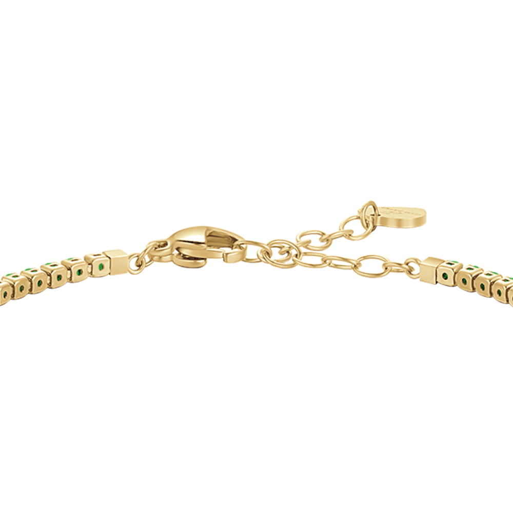 BRACCIALE TENNIS DONNA IN ACCIAIO COLORE ORO CON ZIRCONI VERDI