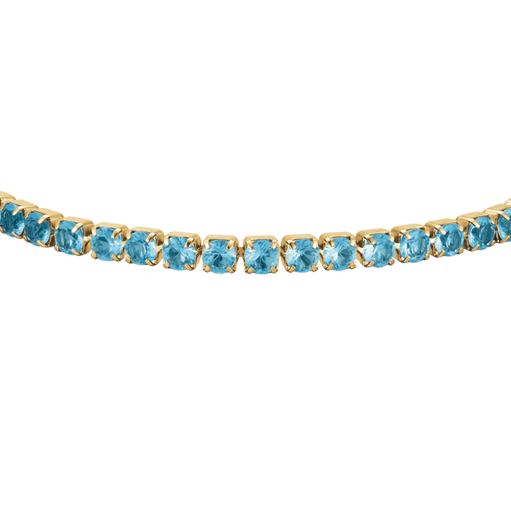BRACCIALE DONNA TENNIS IN ACCIAIO IP GOLD CON CRISTALLI AZZURRI