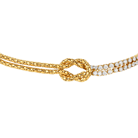 BRACCIALE DONNA IN ACCIAIO IP GOLD CON NODO E ZIRCONI BIANCHI
