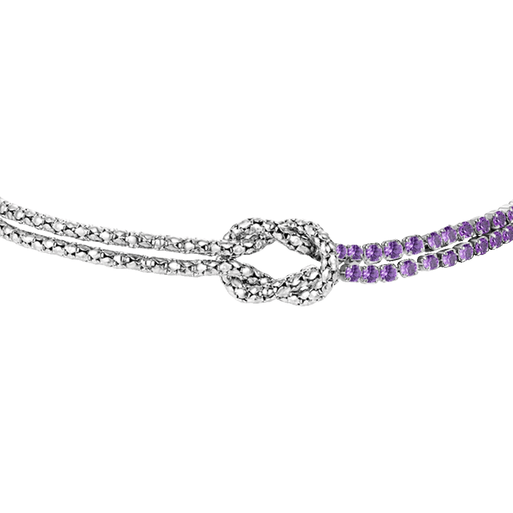 BRACCIALE DONNA IN ACCIAIO CON NODO E ZIRCONI VIOLA