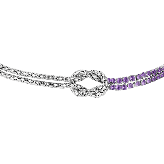 BRACCIALE DONNA IN ACCIAIO CON NODO E ZIRCONI VIOLA