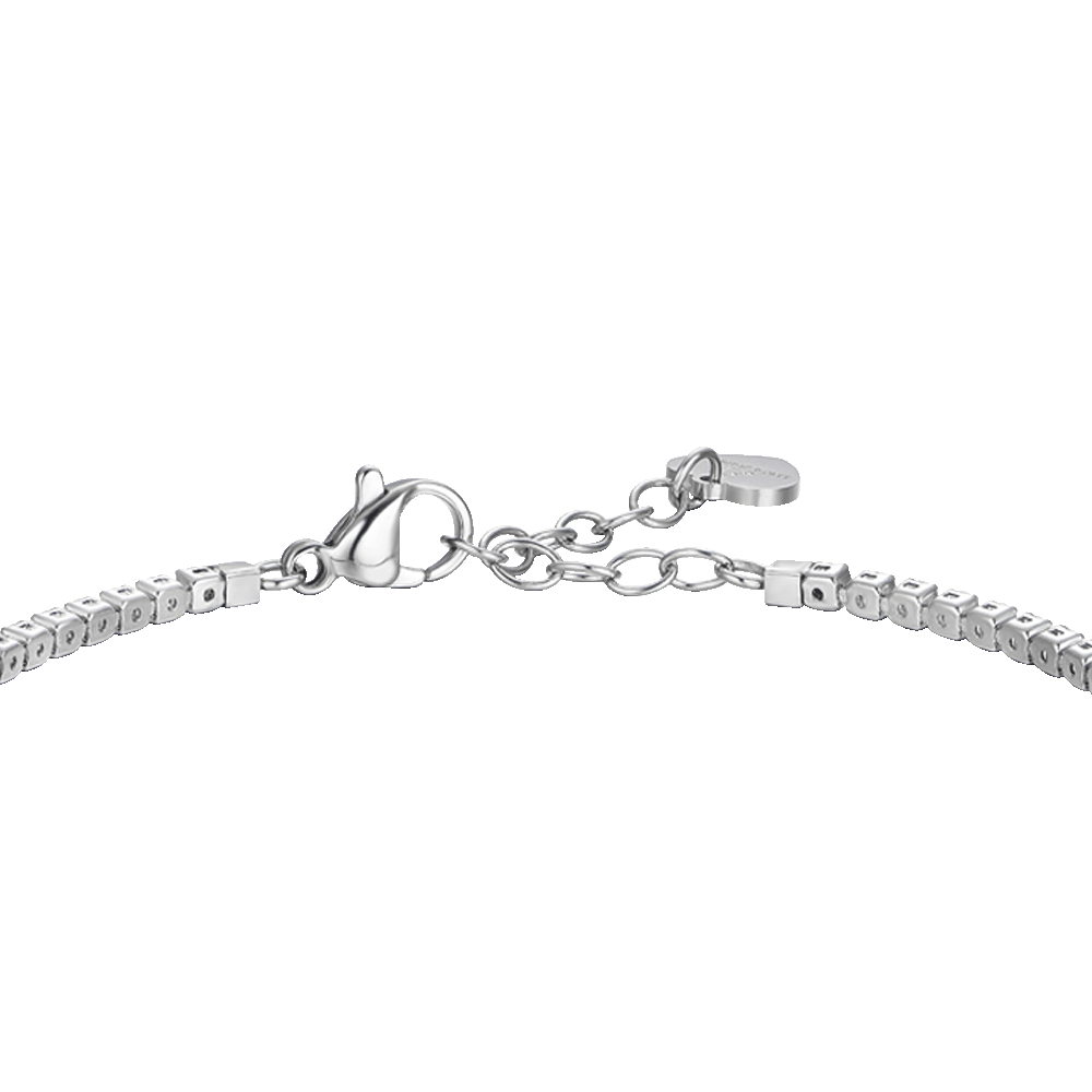 BRACCIALE TENNIS DONNA IN ACCIAIO CON CUORE CON ZIRCONI BIANCHI