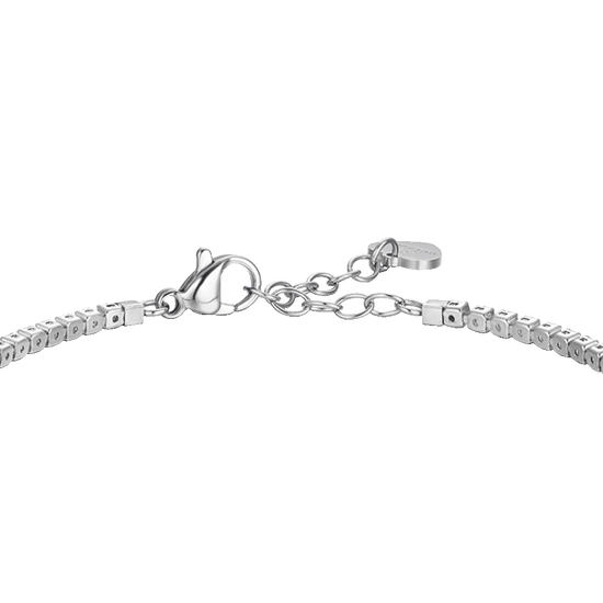 BRACCIALE TENNIS DONNA IN ACCIAIO CON CUORE CON ZIRCONI VERDI E BIANCHI