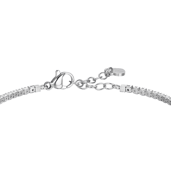 BRACCIALE TENNIS DONNA IN ACCIAIO CON CUORE CON ZIRCONI ROSSI E BIANCHI