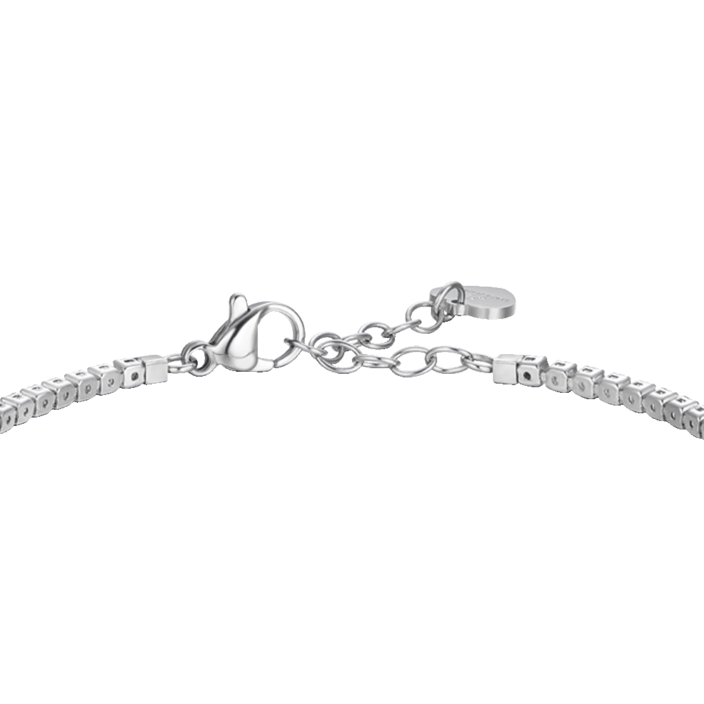 BRACCIALE TENNIS DONNA IN ACCIAIO CON ELEMENTO CON ZIRCONI BLU E BIANCHI