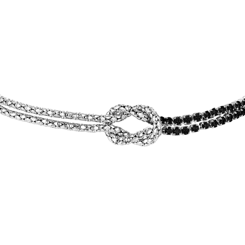 BRACCIALE DONNA IN ACCIAIO CON NODO E ZIRCONI NERI