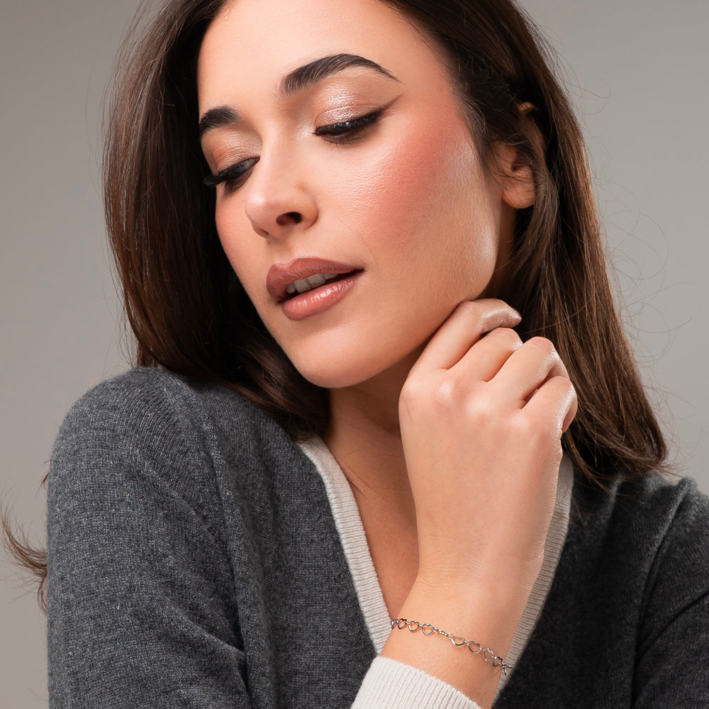 BRACCIALE DONNA IN ACCIAIO CON CUORI