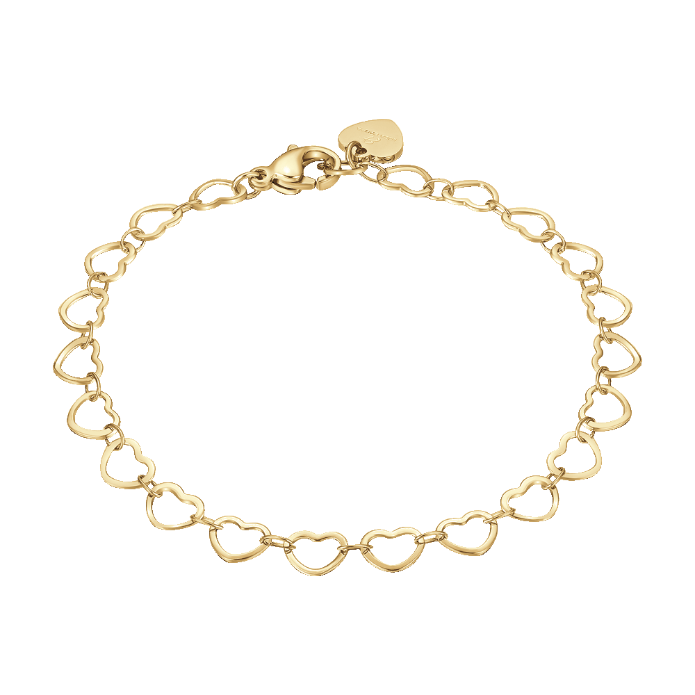 BRACELET FEMME IP EN ACIER DORÉ AVEC CŒURS