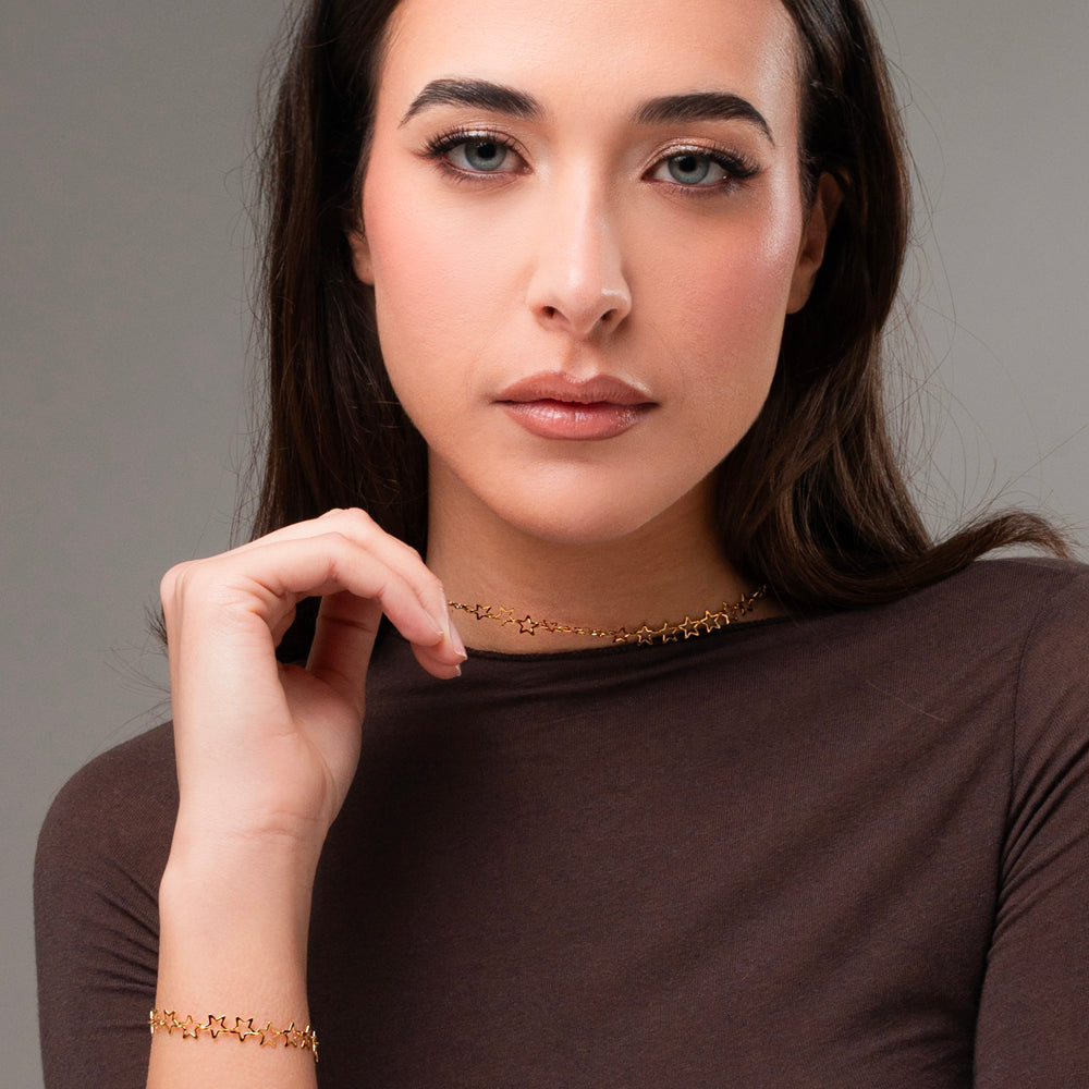 IP BRACELET FEMME EN ACIER DORÉ AVEC ÉTOILES