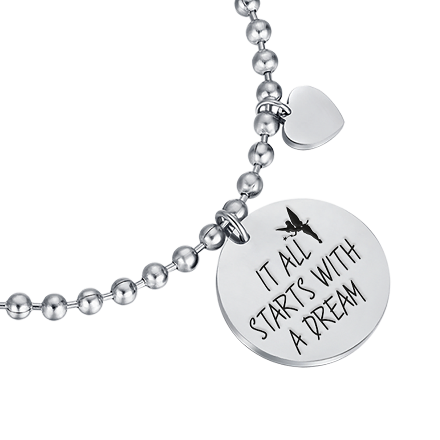 BRACELET EN ACIER "TOUT COMMENCE PAR UN RÊVE".