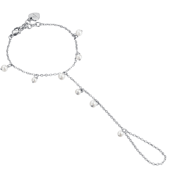 BRACELET BAISER EN ACIER POUR FEMME AVEC PERLES BLANCHES