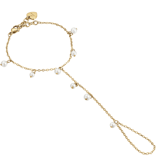 BRACELET BAISER EN ACIER POUR FEMME AVEC PERLES BLANCHES