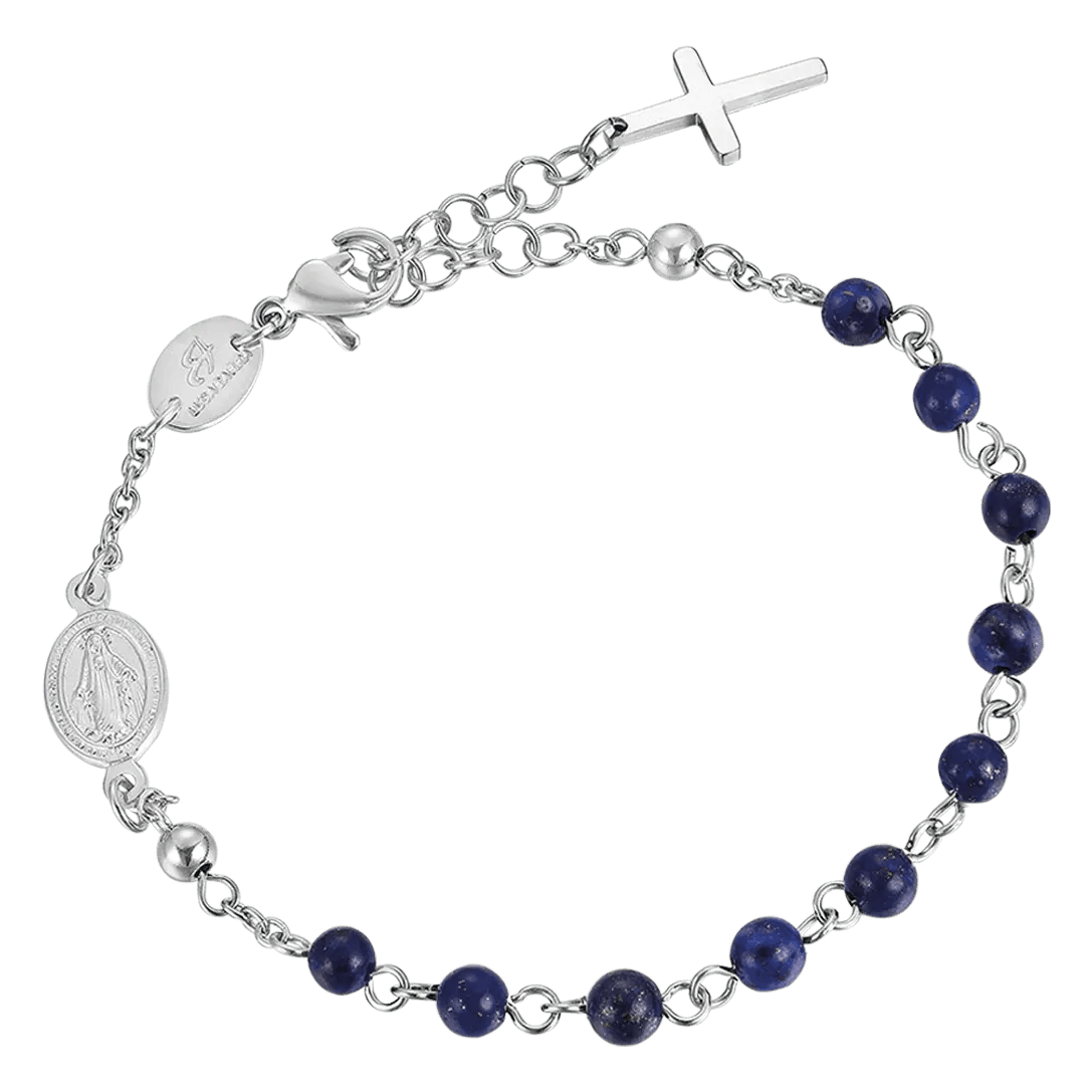 BRACELET ROSAIRE POUR HOMME EN ACIER AVEC PIERRES LAPIS Luca Barra