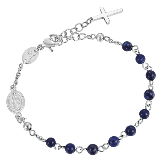 BRACELET ROSAIRE POUR HOMME EN ACIER AVEC PIERRES LAPIS Luca Barra