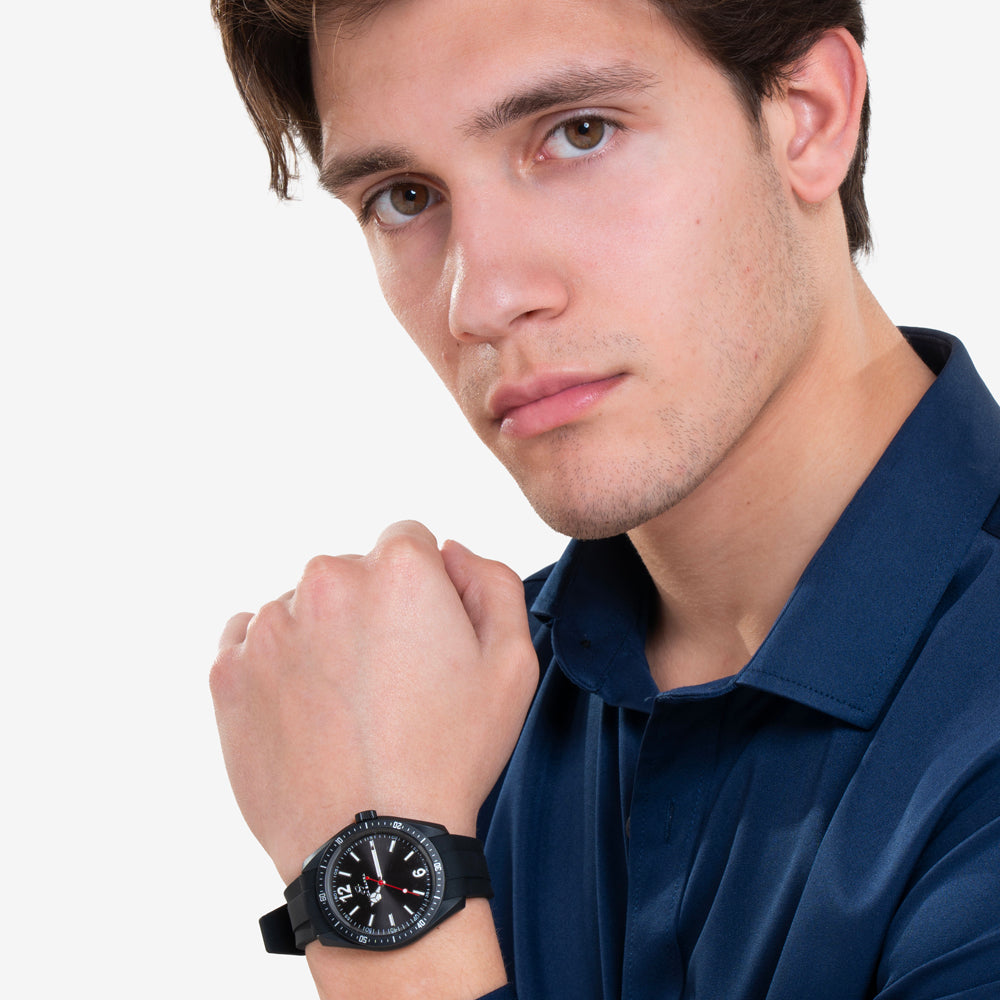 MONTRE EN SILICONE NOIR POUR HOMMES