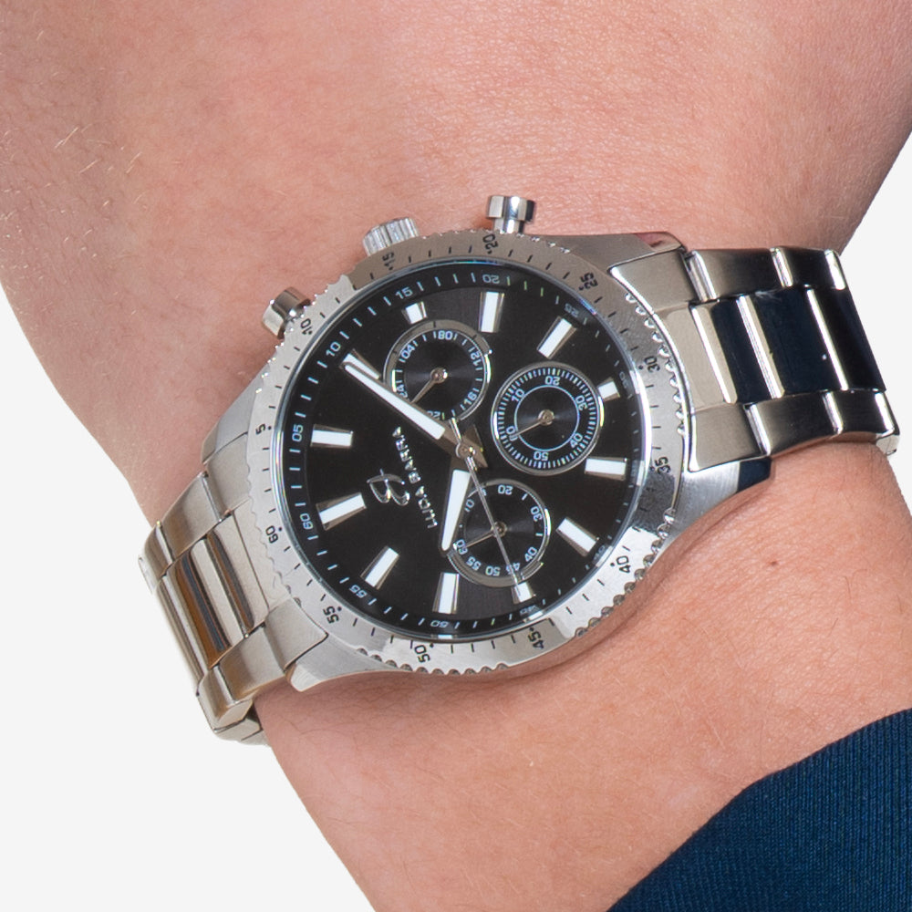 MONTRE HOMME EN ACIER CADRAN NOIR